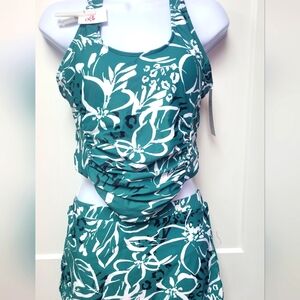 Aqua Green Floral Tankini Set